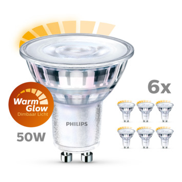 Afgrond Doe herleven Heer Philips LED spot GU10 50W 6 stuks warmglow dimbaar | alle-lampen | GAMMA.be