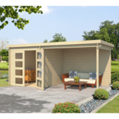 Tuinhuis met overkapping Helena vurenhout onbehandeld 492 x 254 cm