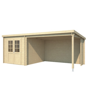Tuinhuis met overkapping Sunniva 590x304 cm onbehandeld