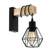 Applique Eglo Townshend E27 noir/ bois