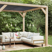Pergola bois douglas Silvano 324x324 cm + voile d'ombrage