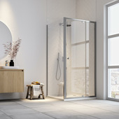 Porte pivotante + paroi réglable Sealskin Hooked 90x90x200 cm translucide/alu brillant