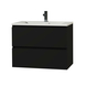 Meuble de salle de bain sans poignée Karlo Tiger 80 cm noir mat plan lavabo blanc