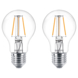 Ampoule poire LED à filament Philips E27 transparent 60 W 2 pièces non dimmable