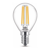 Ampoule sphérique LED à filament Philips E14 translucide 60 W blanc chaud