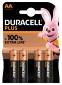 Pile alcaline Duracell Plus AA 4 pièces