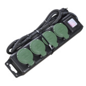 Bloc multiprises 4 prises avec interrupteur Handson IP44 noir 1,5 m