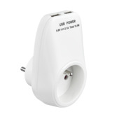 Handson USB-oplader met stopcontact 2 x USB 2A 5V wit