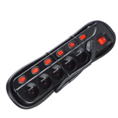 Handson stekkerdoos met apart schakelbare contacten 6-voudig zwart 2 m