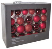 Boules de Noël verre rouge 42 pièces