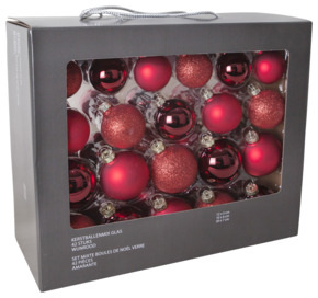 Christmas Goods kerstballen mix glas 42 stuks rood