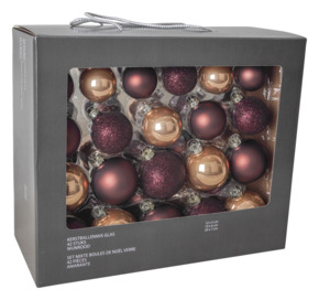 Kerstballen mix glas chocoladebruin 42 stuks