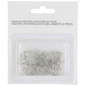 Crochets de suspension pour boules de Noël argenté 50 pièces