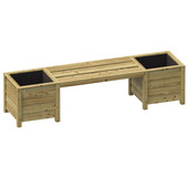 Tuinbank met bloembakken vuren hout 47 x 188 x 43 cm