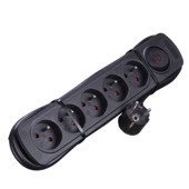 Bloc multiprises 5 prises avec interrupteur et fiche plate Handson noir 1,5 m