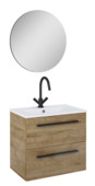 Atlantic Stella Badkamermeubelset met Spiegel en Witte Wastafel 60 cm Canela Eiken