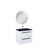 Meuble de salle de bain Stella Atlantic 60 cm blanc mat avec miroir et lavabo noir