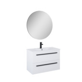 Meuble de salle de bain Stella Atlantic 80 cm blanc mat avec miroir et lavabo blanc