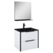 Set meuble de s.d.bain Aria Atlantic 60 cm blanc mat + miroir et lavabo noir