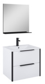 Set meuble de salle de bain Aria Atlantic avec miroir et lavabo en céramique blanc 60 cm blanc mat