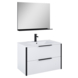 Set meuble de salle de bain Aria Atlantic avec miroir et lavabo blanc 80 cm blanc mat