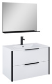 Set meuble de salle de bain Aria Atlantic avec miroir et lavabo blanc 80 cm blanc mat