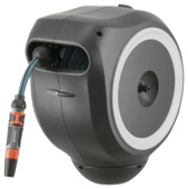 Gardena wandslangenbox Roll Up 15 meter grijs/wit incl. tuinspuit