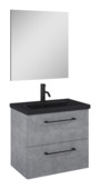 Meuble de salle de bain Sienna Atlantic 60 cm béton + plan vasque noir et miroir