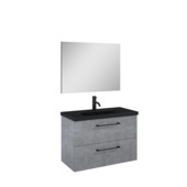 Meuble de salle de bain Sienna Atlantic 80 cm béton + lavabo noir et miroir