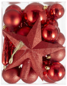 Boules de Noël Christmas Goods en plastique rouge avec étoile 33 pièces