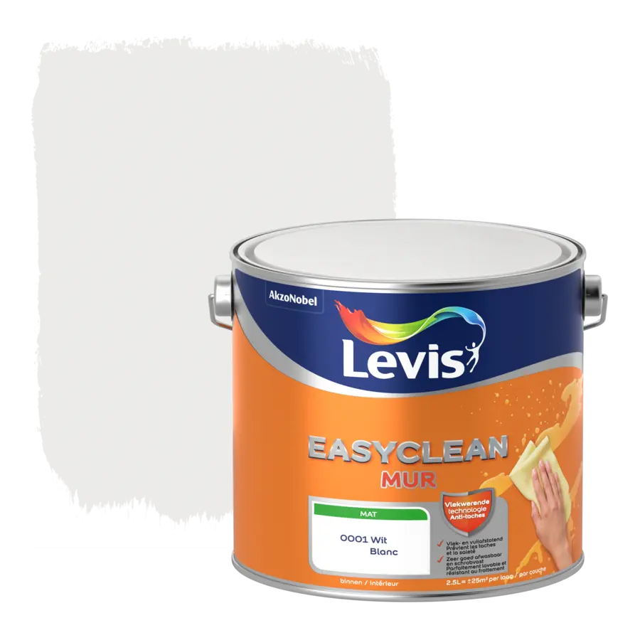 Levis EasyClean muur mat wit 2,5 L