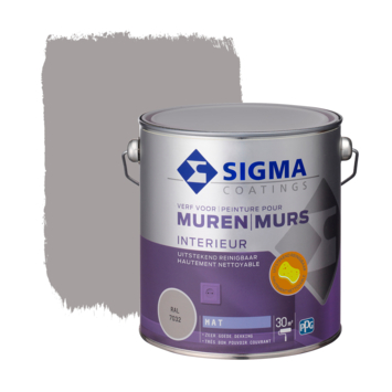 Sigma Muurverf Reinigbaar Mat RAL 7032 2 5 Liter Muurverf 