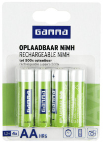 GAMMA oplaadbare batterij AA NiMH 2400 mAh 4 stuks