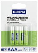 GAMMA oplaadbare batterij AAA NiMH 800 mAh 4 stuks
