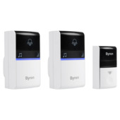 Byron draadloze deurbel plug-in - geen batterijen nodig dankzij kinetische drukknop incl. 2 bellen DBY-23415 bereik 100 m