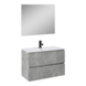 Set meuble de s.d.bain Heon Atlantic 80 cm béton + miroir et lavabo blanc