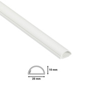 Goulotte passe-câbles D-Line demi-rond auto-adhésif 20x10 mm 2 m blanc