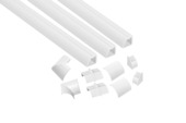Jeu de 3 goulottes D-Line quart de rond 22x22 mm 1 m avec 8 accessoires blanc
