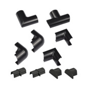 Jeu d'accessoires pour goulotte passe-câbles D-Line demi-rond 30x15 mm noir