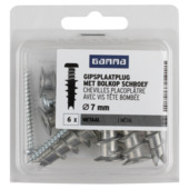 GAMMA gipsplaatplug met schroef 7x32mm+uni ck 4x40mm 6 stuks