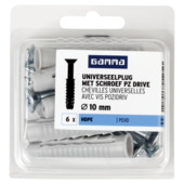 GAMMA uni-plug 10x50mm + schroef PZ 6x70mm 6 stuks