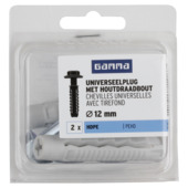 Cheville universelle GAMMA 12x60 mm + tirefond 10x70 mm 2 pièces