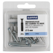 GAMMA uni-plug 5x25mm + schroef PZ 3,5x35mm 20 stuks