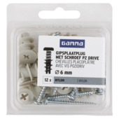 GAMMA gipsplaatplug 6x22mm + uni ck 4x40 12 stuks