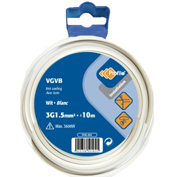 Profile VGVB-kabel wit 3g 1,5 mm² - lengte 10 m