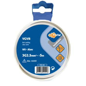 Profile VGVB-kabel wit 3g 2,5 mm² - lengte 5 m