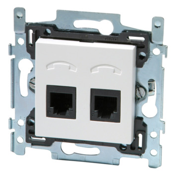 Niko stopcontact telefoon 2-voudig wit