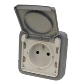 Legrand Plexo stopcontact 2-polig met aarding spuitwaterdicht grijs
