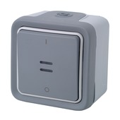 Legrand Plexo opbouwschakelaar 2-polig met controlelamp spuitwaterdicht grijs