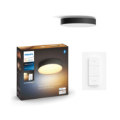 Philips Hue plafondlamp Enrave zwart - warm tot koelwit licht 48W - Ø 55 cm - met 1 dimmer switch